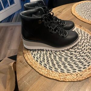 Cole Haan Black Ankle Boots with White Sole